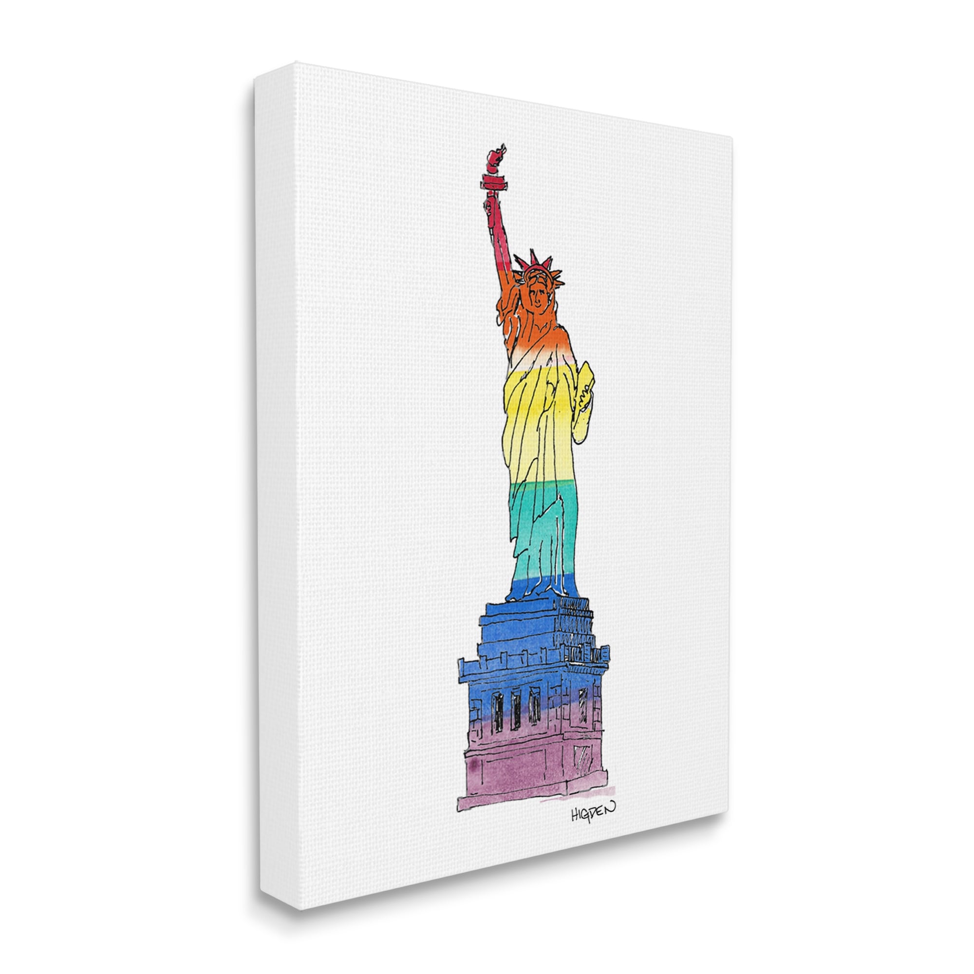 Stupell Industries Statue Of Liberty Pride Rainbow Holiday Painting Gallery Wrapped Canvas Print Wall Art