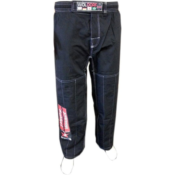 Woldorf USA Brazilian Jiu Jitsu BJJ Pants Black Cotton Rip Stop Size 6-A4 Fighting Pants, Training Pants, Pre-Shrunk, Ultra Light Weight Fabric, Soft Fabric Pants