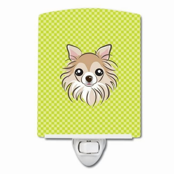Caroline's Treasures BB1313CNL Checkerboard Lime Green Chihuahua Ceramic Night Light, 6x4x3", multicolor