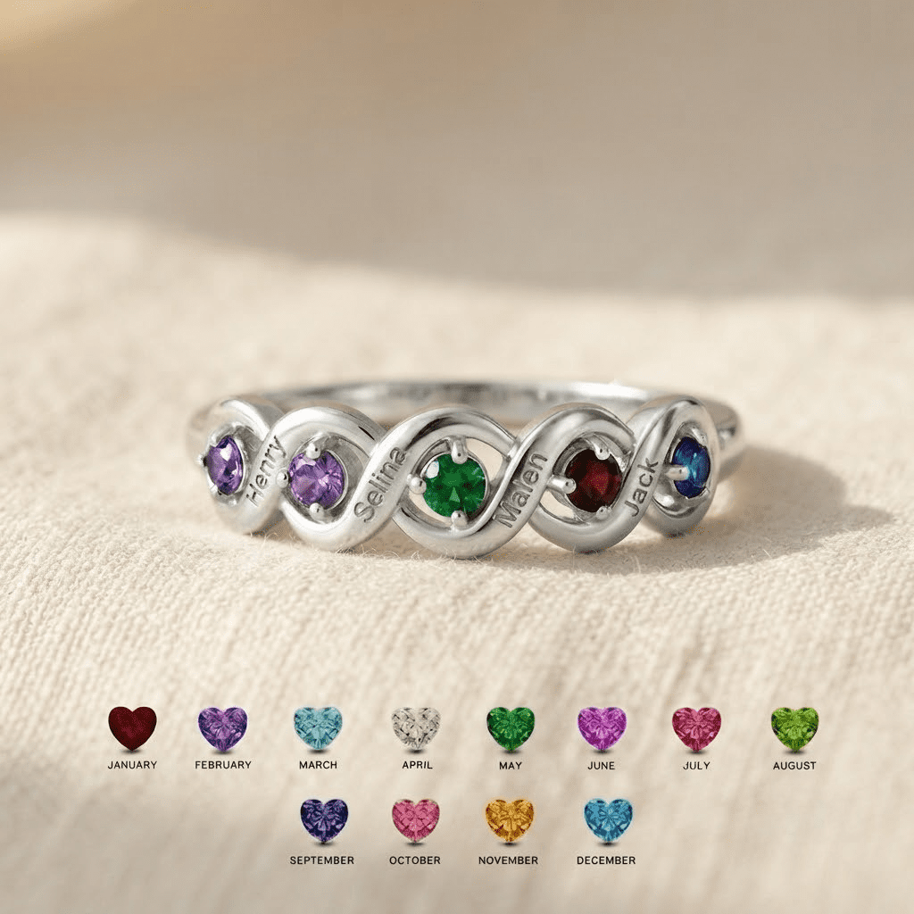Personalized Birthstone Name Ring for Mom | Custom Family Ring Gift | Mothers Day Jewelry for Grandma Mother