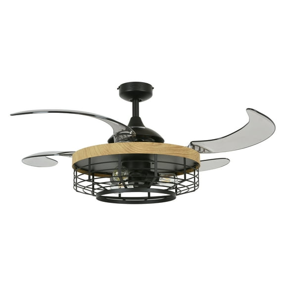 Fanaway 51106001 Montclair 48-inch Black with Teak Trim AC Ceiling Fan with Light