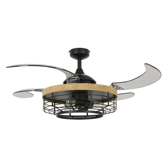 Fanaway 51106001 Montclair 48-inch Black with Teak Trim AC Ceiling Fan with Light