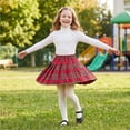 thumbnail image 6 of Uniform Skirts for Girls Toddler Skirts Elastic Plaid Pleated Skirt Athlecic Waistband Built in Shorts Yellow,3-4 Years, 6 of 9
