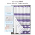 thumbnail image 2 of No Hook Cloth Fabric Shower Curtain with Snap in Liner, Purple Stripes Waterproof Shower Curtains Set with See Through Top Window, Modern Minimalist Horizontal Ombre Lines Bath Curtains 66"x72", 2 of 6
