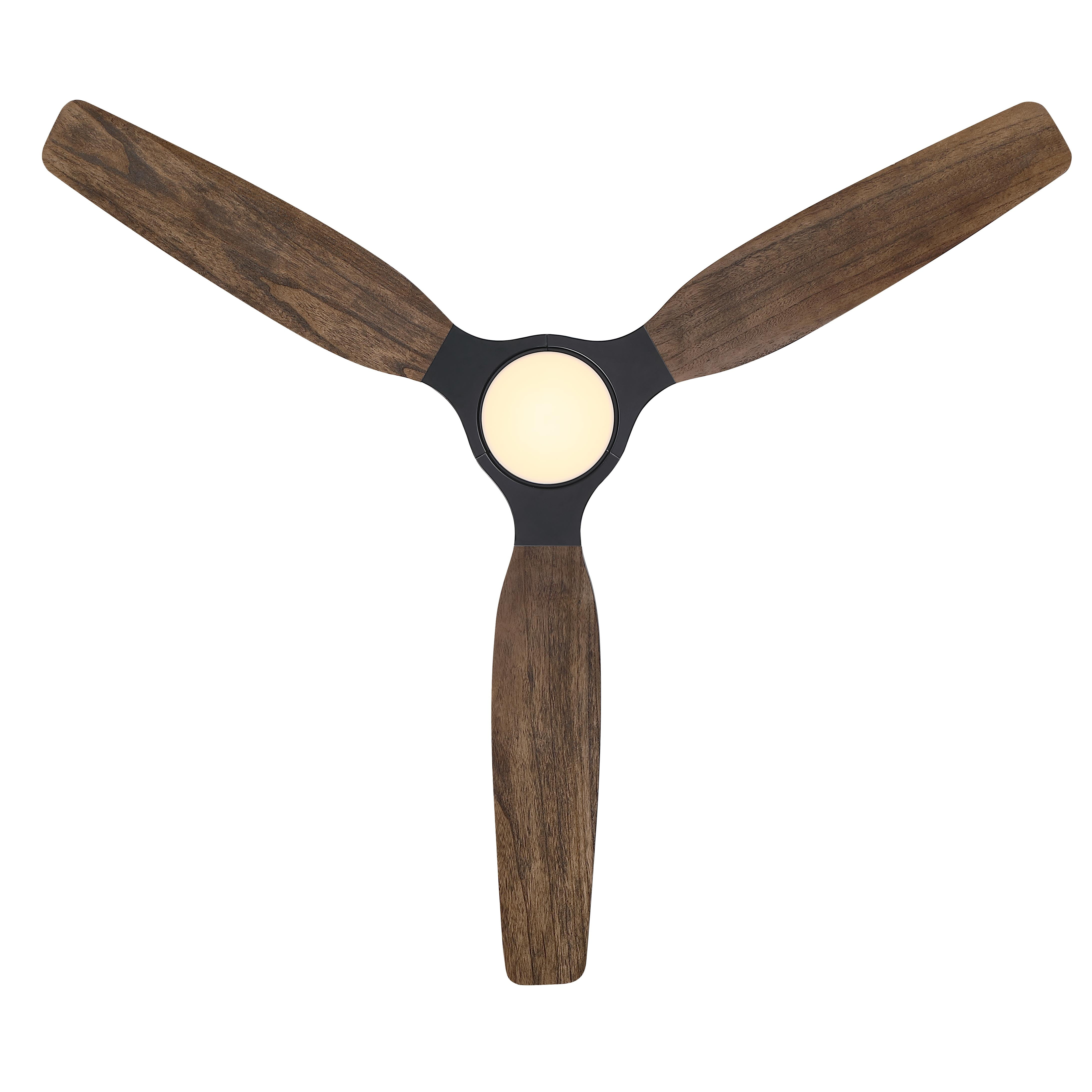 Parrot Uncle 56" Farmhouse Brown Solid Wood Dimmable LED Ceiling Fan with Light and Remote Control, Living Room Ceiling Fan