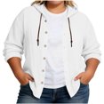 thumbnail image 1 of Camiseta con Capucha de Vendaje de Color Sólido con Botones de Manga Larga de las Mujeres, Camisetas de Manga Larga de las Mujeres de Moda Primavera Otoño Uso Diario, 1 of 9