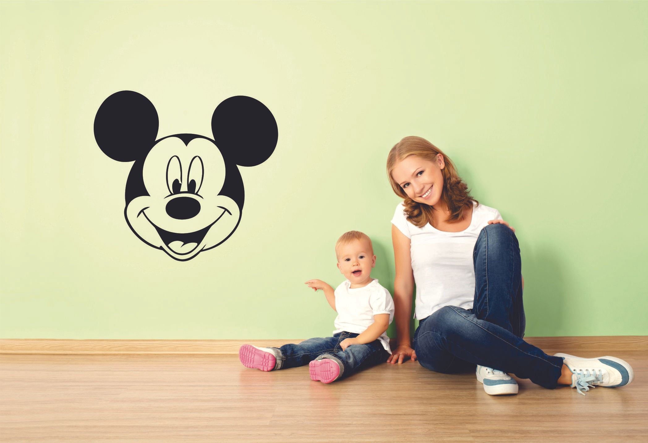 Disney Mickey Mouse Happy Smile Face Cartoon Wall Sticker Art Decal for Girls Boys Children Room Bedroom Nursery Kindergarten House Fun Home Decor Stickers Wall Art Vinyl Decoration Size (20x20 inch)