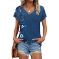 thumbnail image 2 of bnaln Womens Summer Tops Trendy Short Sleeve Tshirts Floral Boho Shirts V Neck T Shirts Elegant Flowy Tunic Tops Fashion Loose Fit Pullover Y2K Going Out Tops Holiday Tees, 2 of 4