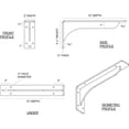 thumbnail image 2 of Ekena Millwork 2"W x 12"D x 5 1/4"H Embrey Steel Bracket, Hammered Light Blue, 2 of 11