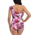 thumbnail image 5 of Pofeuu Orchids Flowers Print Women's One Piece Swimsuits One Shoulder Swimwear Asymmetric Ruffle Monokinis Bathing Suits-X-Large, 5 of 6