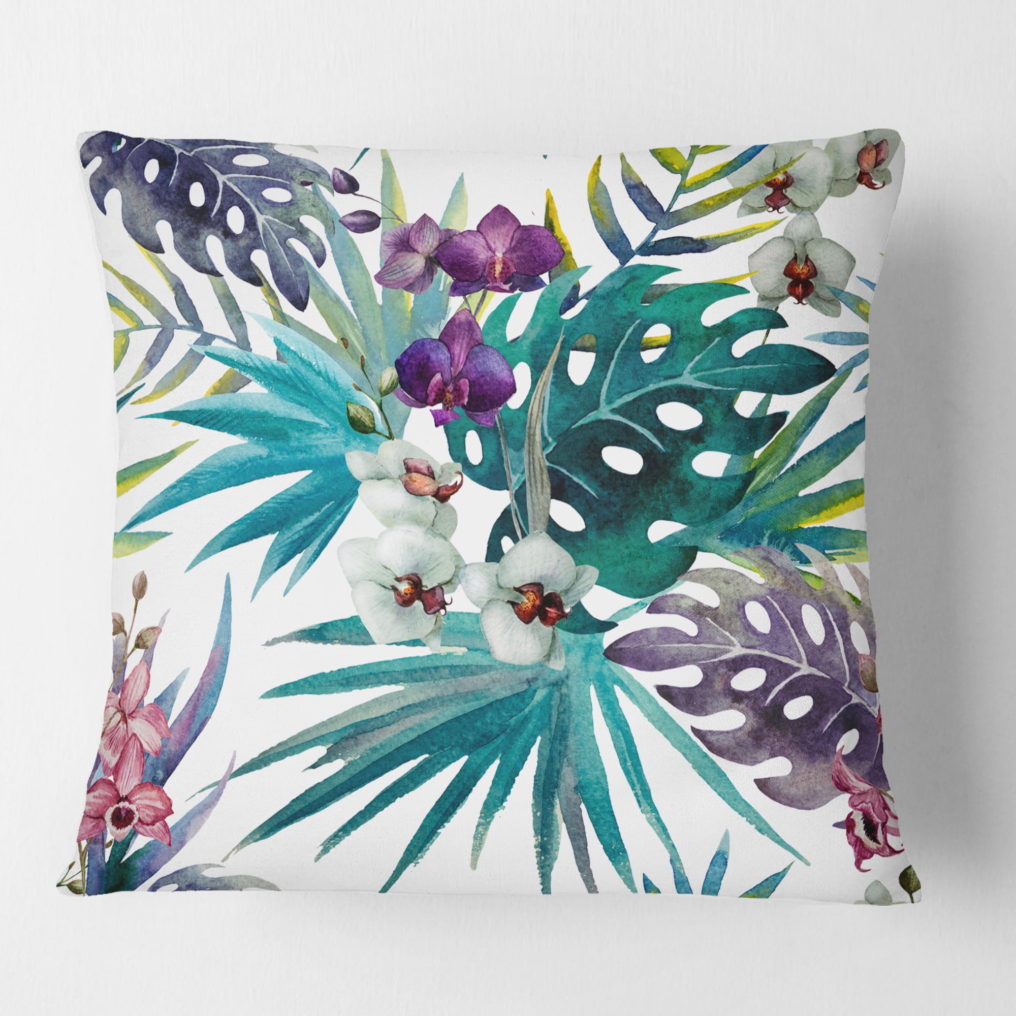 Designart Retro Floral Botanical Design II' Mid-Century Modern Throw Pillow - 18x18