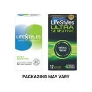 Lifestyles Ultra Sensitive Lubricated Latex Condoms, 12 Count