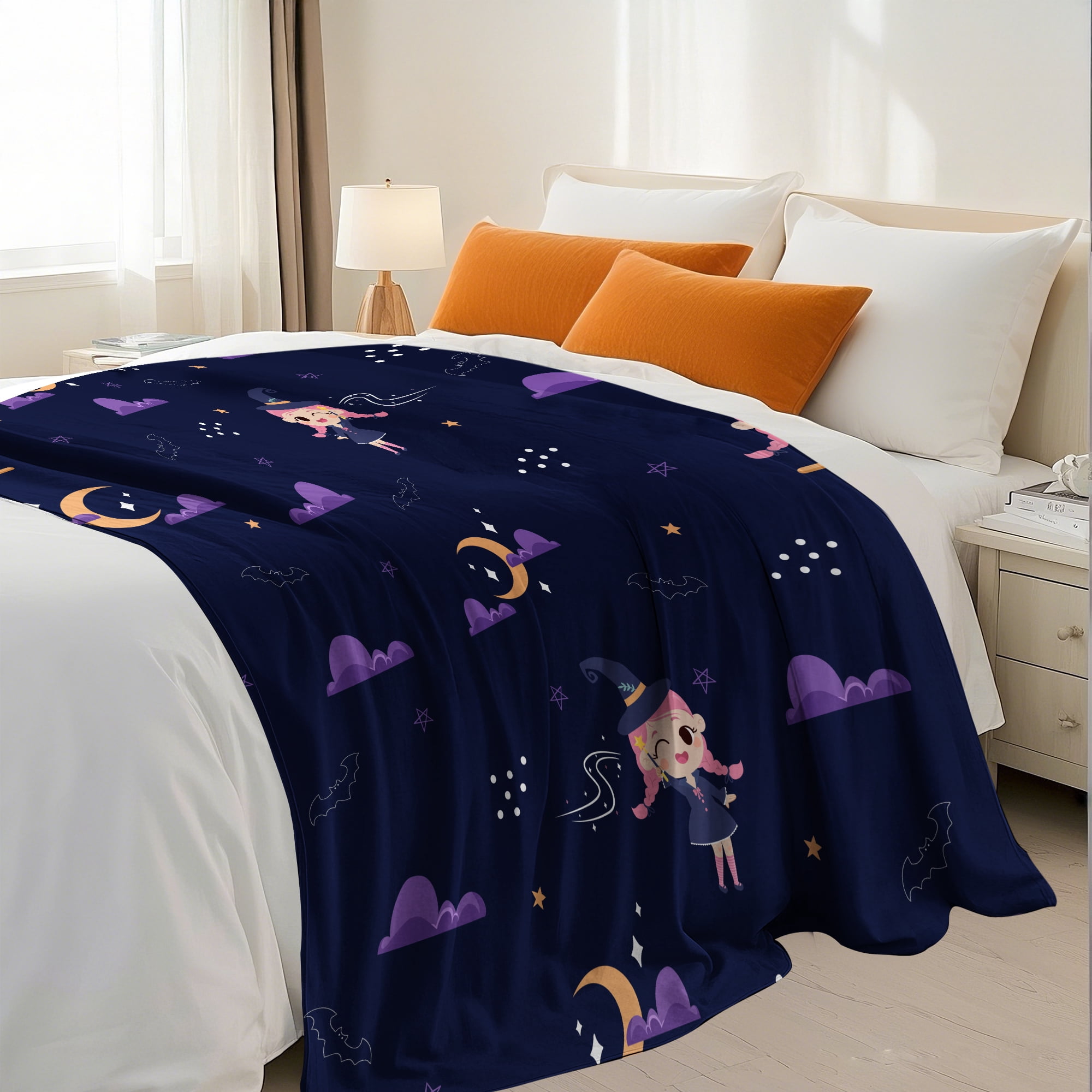 Flannel Fleece Throw Blanket, Soft Large Throw Blanket, Lightweight Cozy Plush Throw Blanket Fit Sofa Bed, 50"x60", Little Fairy