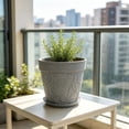 thumbnail image 5 of Large Faux Ceramic Embossed Planter with Sturdy Plastic Construction and Removable Tray, Modern Plant Pot for Flowers, Greenery, and Home Garden Decoration., 5 of 6