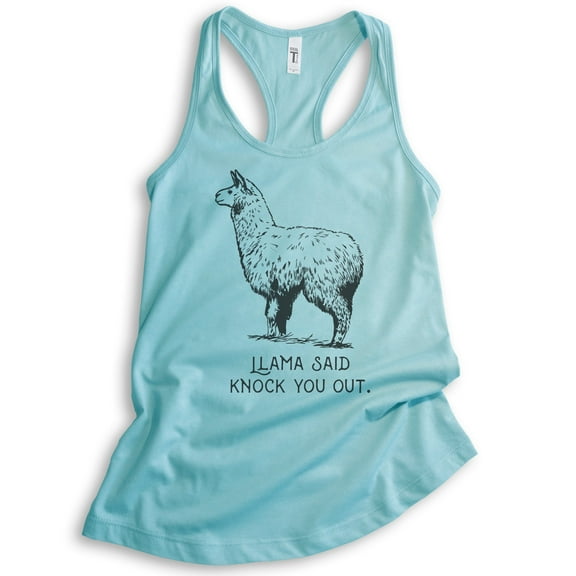 Llama Said Knock You Out Tank Top, Ladies Racerback Tank Top, Funny Animal Tee, Funny Pun Tank, Llama Tank, Cancun, X-Small