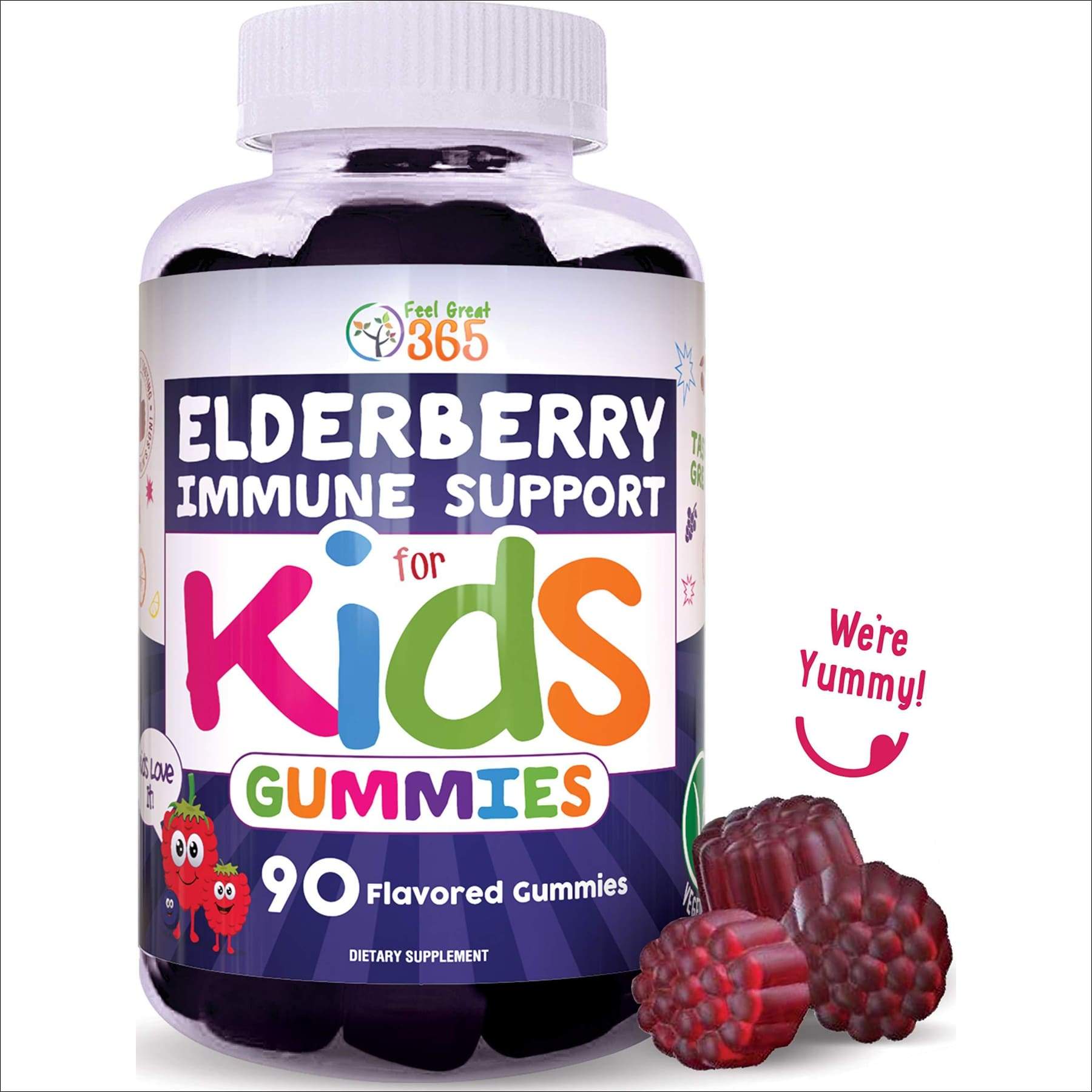 Elderberry Gummies for Kids by Feel Great 365 (90 Servings) with Immune