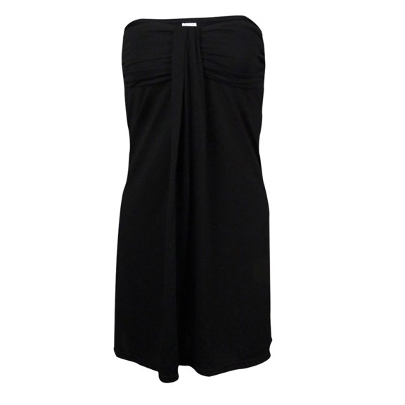Hula Honey Women's Strapless Draped-Front Swim Cover (S, Black)