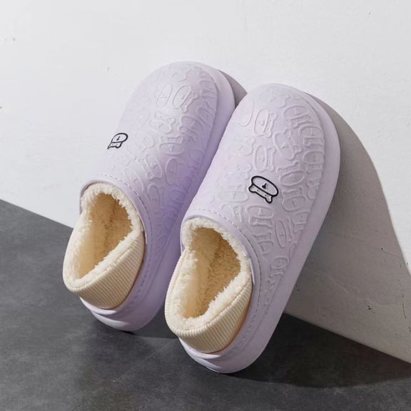 Womens House Cute Bear Slippers,Purple Memory Foam Plaid Scuff Non-Slip Soles Indoor Outdoor Comfortable Bedroom Winter Shoes Size 7