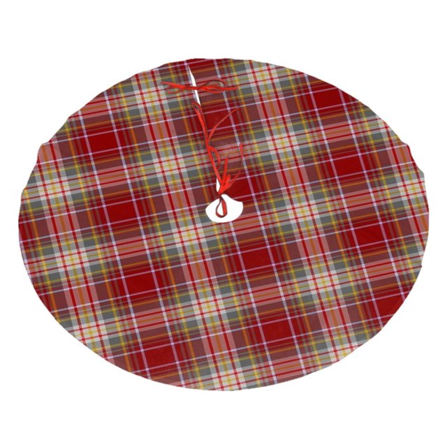 Falda para árbol de Navidad a cuadros rojos del clan Wallace, suave y divertida, decoración navideña navideña de granja de 48"