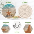 thumbnail image 4 of Haosy Set of 6 Drink Woven Coaster with Holder Heat Resistant Non-Slip Bar Coasters 4 Inches Starfish Stand on Beach, 4 of 7