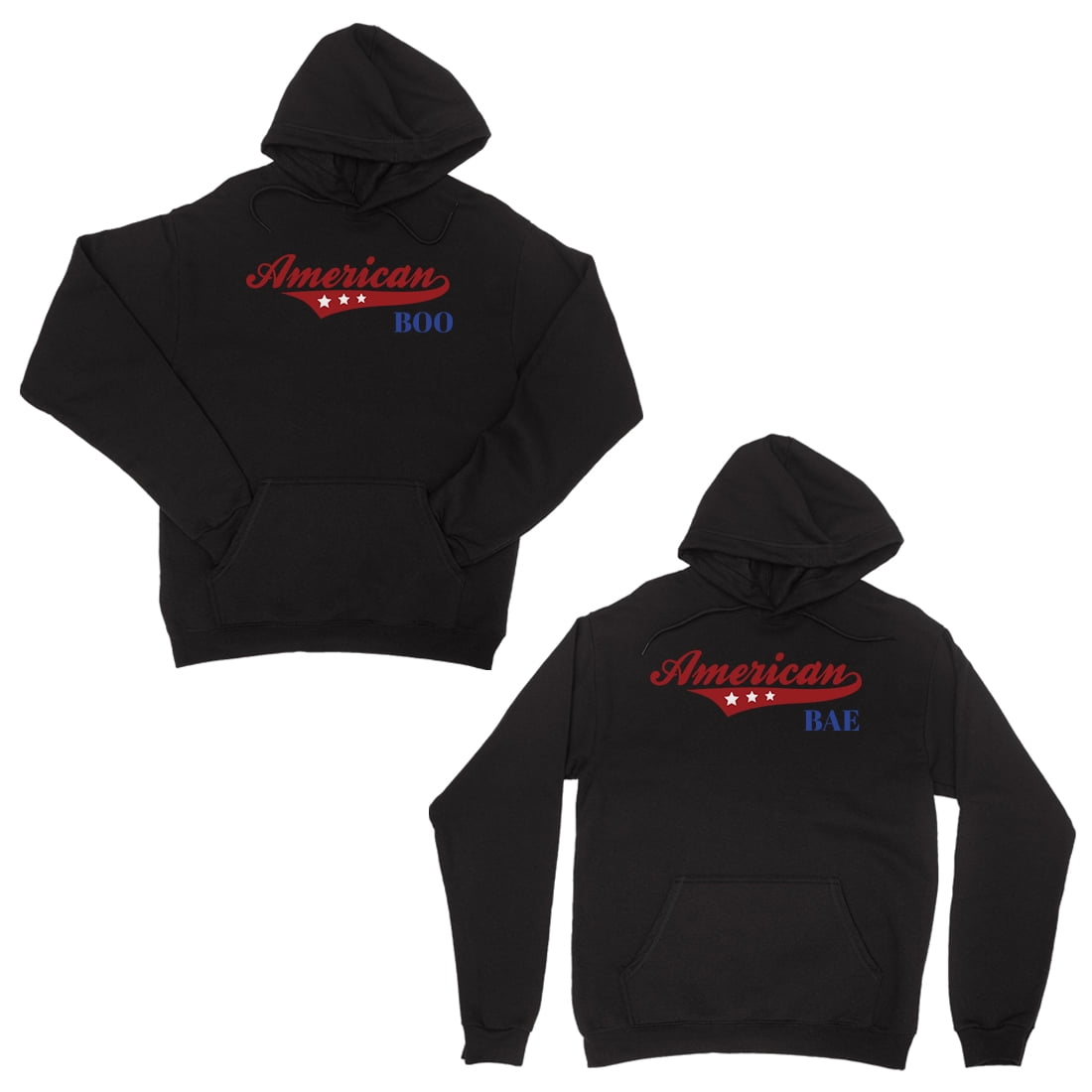 Left- XL/Right- 2XL American Boo Bae Black Matching Sweatshirt Pullover Set Left- XL/Right- 2XL American Boo Bae Black Matching Sweatshirt Pullover Set