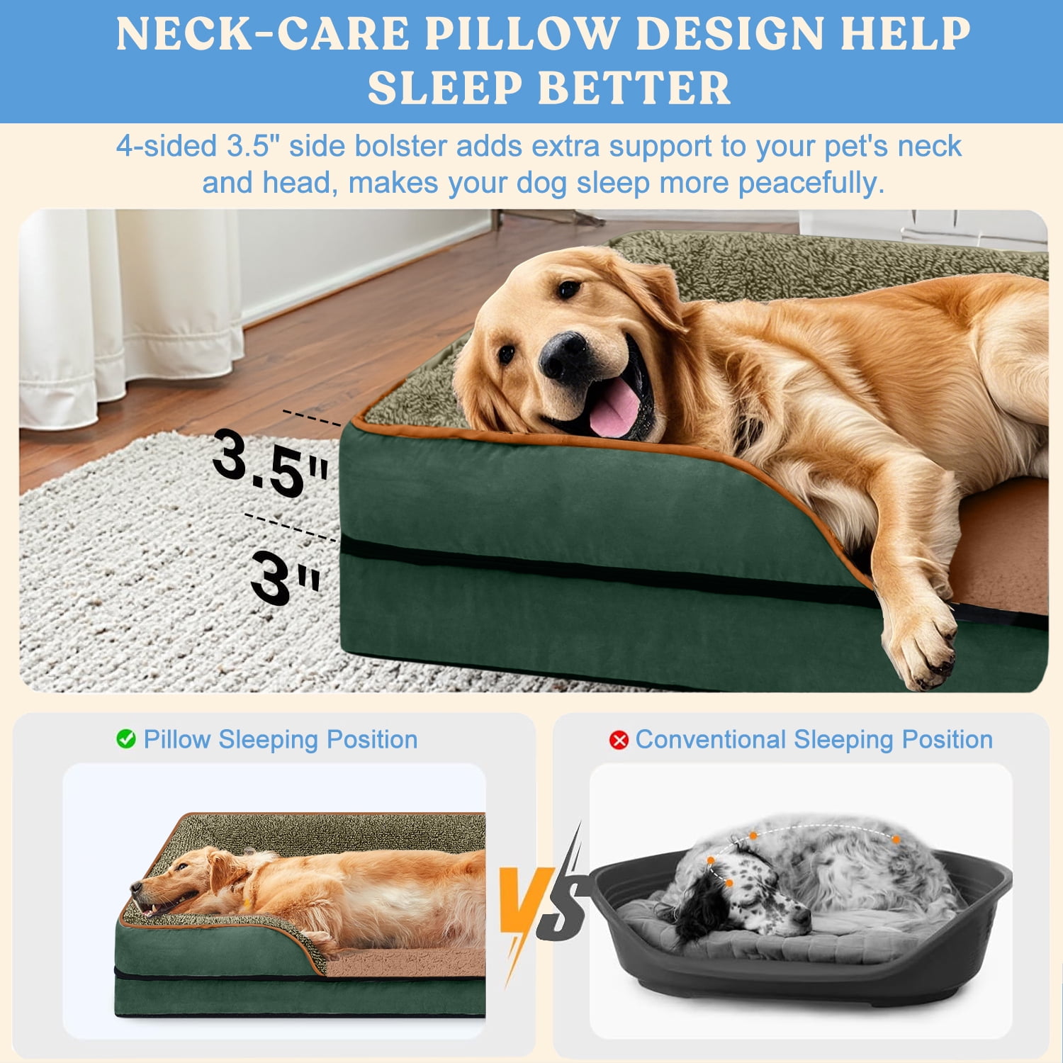 PayUSD Dog Bed for Large Medium Small Dogs Orthopedic Pet Dog Sofa Bed with Removable and Washable Cover S to XL