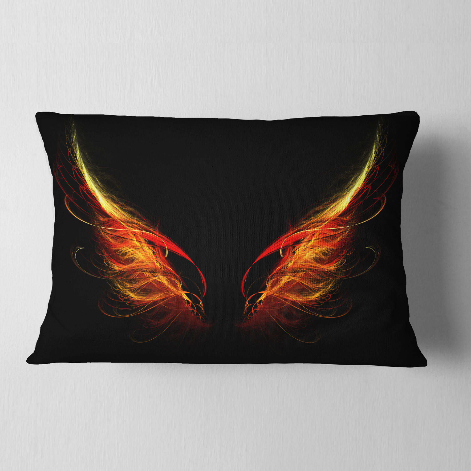 Designart 12" x 20" Black Polyester Throw Pillow