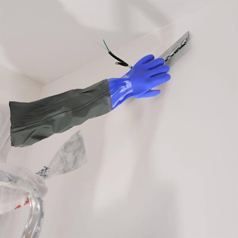 ETHZZLE 2Pairs Elbow Length Waterproof Rubber Gloves for Kitchen and Dishwashing with Flexible Fit Assorted Colors