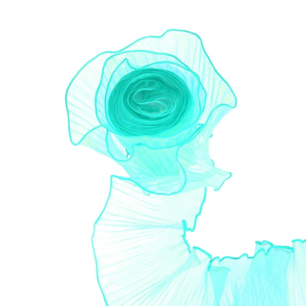 Borde de Organza Plisado con Volantes de 5.5" x 11 Yardas, Cinta de Encaje Plisada Iridiscente para Manualidades de DIY, Vestido, Ropa, Regalo de Boda, Decoración del Hogar, Azul Claro