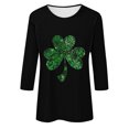 thumbnail image 4 of Meichang T-Shirts de la Saint-Patrick pour Femmes Manches 3/4 T-Shirts Graphiques Trèfle Chanceux Hauts Décontractés Col Rond Coupe Ample Blouses de Vacances en Liquidation, 4 of 4