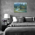 thumbnail image 6 of River Forests Nature Scenery Pictures Wall Art Tree Mountain Wall Decor River Landscape Canvas Painting Framed Artwork for Living Room Bathroom Bedroom 16"x12", 6 of 6