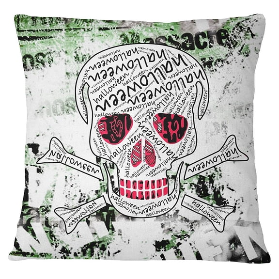 S4Sassy Green Home Decore Square Sofa Cushion Cover Scull Print Pillow Case -12 x 12 Inches