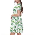 thumbnail image 2 of Kdxio Robe T-Shirt Décontractée pour Femmes Imprimé Arc-en-Ciel Saint-Patrick Manches Courtes d'Été avec Poches, 2 of 6