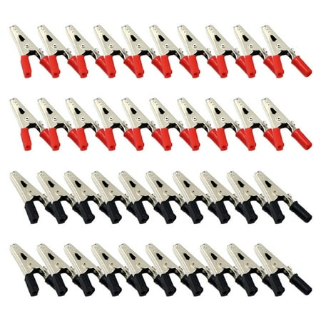 

40 Pcs Red & Black Electrical Test Clamps Metal Alligator Clips with Handle Bulk