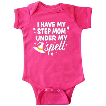 

Inktastic I Have My Step Mom Under My Spell with Cute Witch Hat Gift Baby Boy or Baby Girl Bodysuit