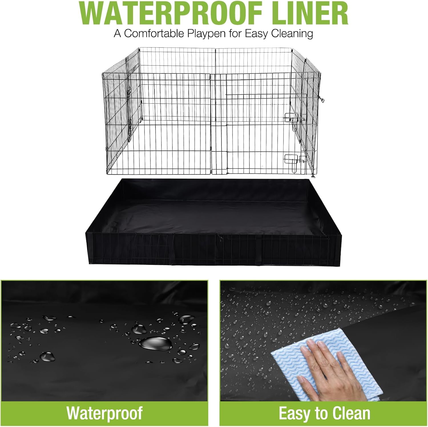 BUTINGLALE Pet Playpen for Small Animal, Rabbit Cage with Waterproof Liner for Indoor & Outdoor Use (Playpen Only)