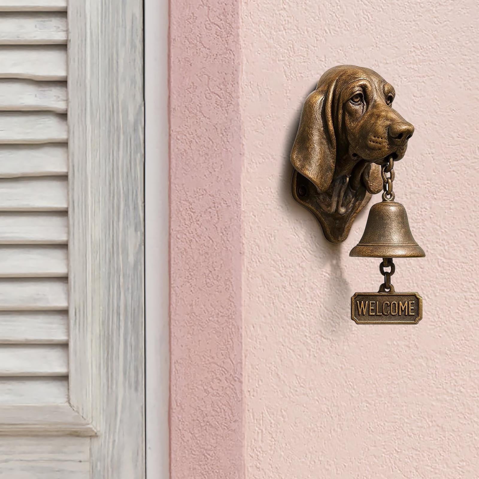 Lwlmwt Animal-Shaped Welcome Doorbell Retro-Style Puppy Design with “Welcome” Sign Sign for Front Metal Exterior Doorbell Clear, Pleasant Chime Ideal for Porches, Entrances, and Gardens