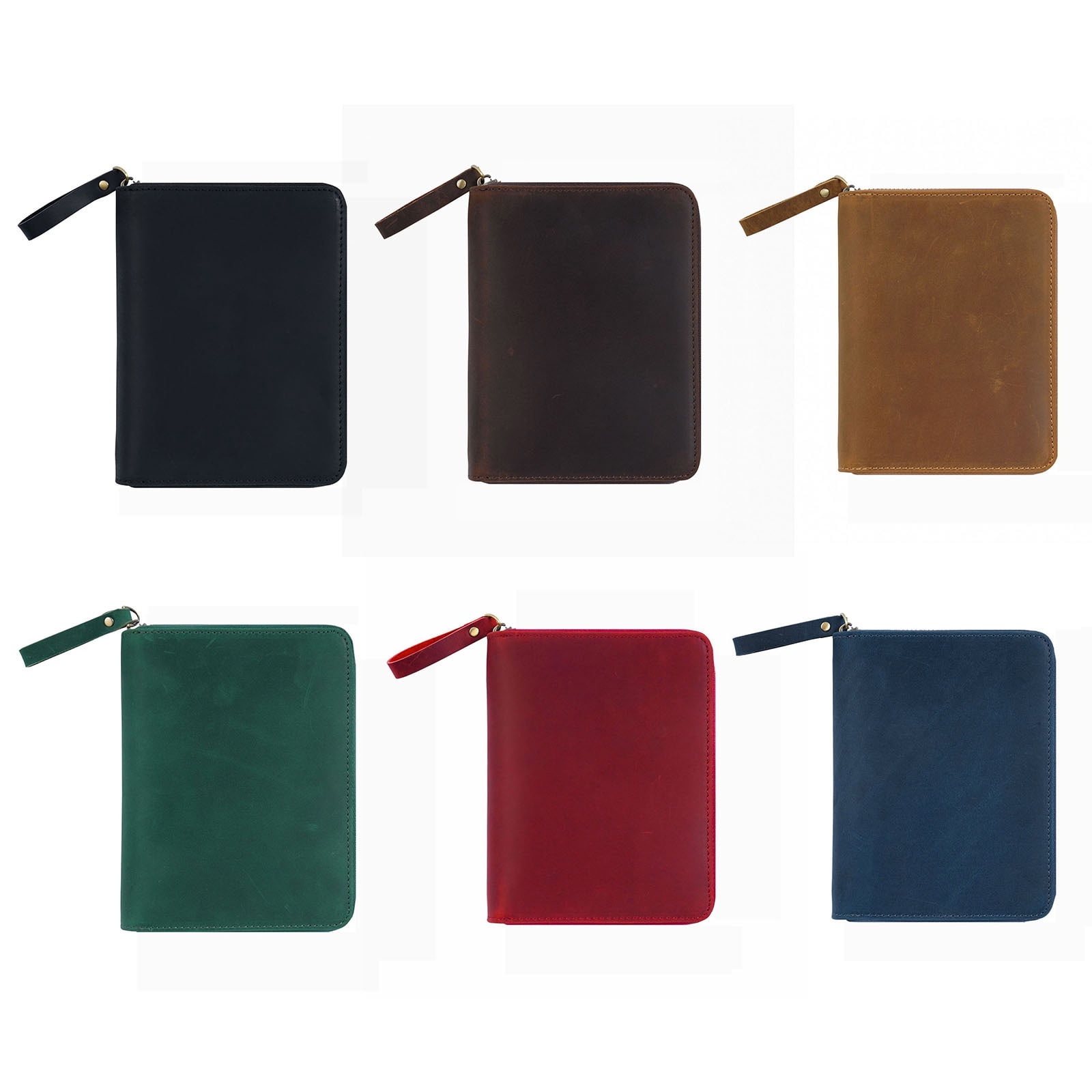 Zippered Leather Notebook Protector with Pen Slot for 3.5x5.5Inch Field Notes Handmade Journal Covers