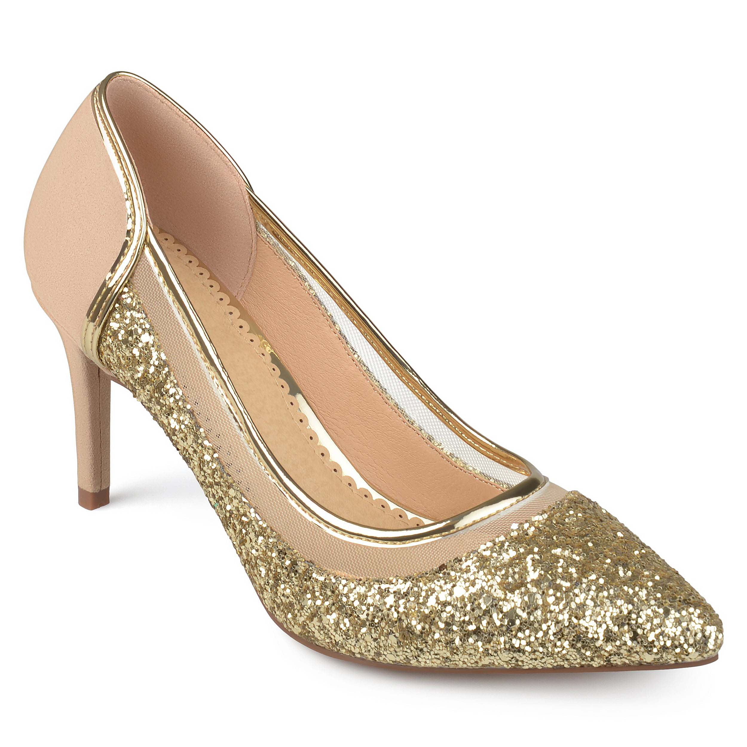 Brinley Co Womens Calico Pointed Toe Metallic Sequin Flats