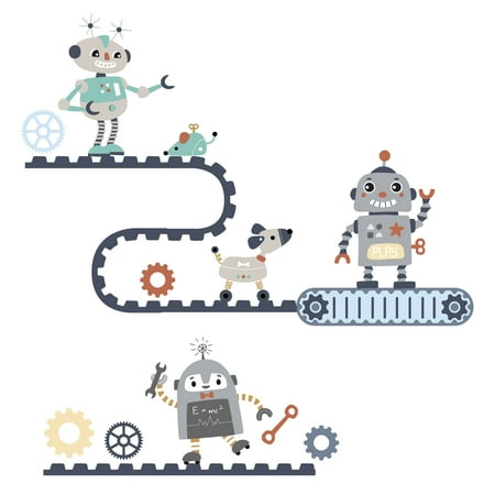 UPC: 0084122014367 | Bedtime Originals Robbie Robot Gray/Blue Wall Decals