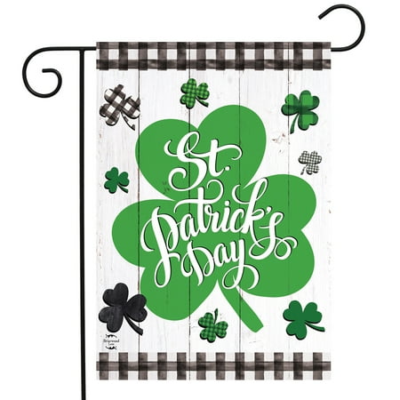 Briarwood Lane Checkered St. Pat's Shamrocks Garden Flag