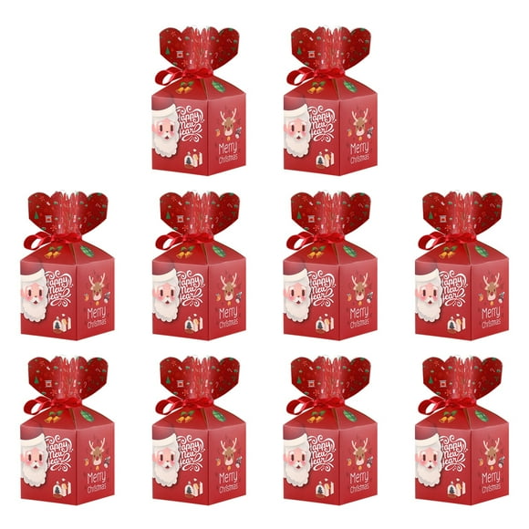 10pcs Boîtes-Cadeaux de Noël Boîte de Papier d'Emballage de Pomme Boîte de Bonbons Contenant des Fournitures de Fête (Santa Rouge)