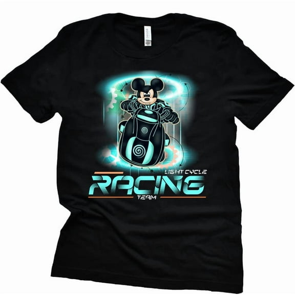 Tron Lightcycle Shirt, Orlando Theme Park Shirt, Mickey T-Shirt, Unisex Casual Short Sleeve (Black-3X-Large)