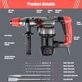 thumbnail image 3 of Rotary Hammer Drill with Vibration Control and Safety Clutch,1500W Heavy Duty 1-1/4 Inch SDS-Plus Demolition Hammer for Concrete with 4 Drill Bits, Flat and Point Chisel, 3 of 7
