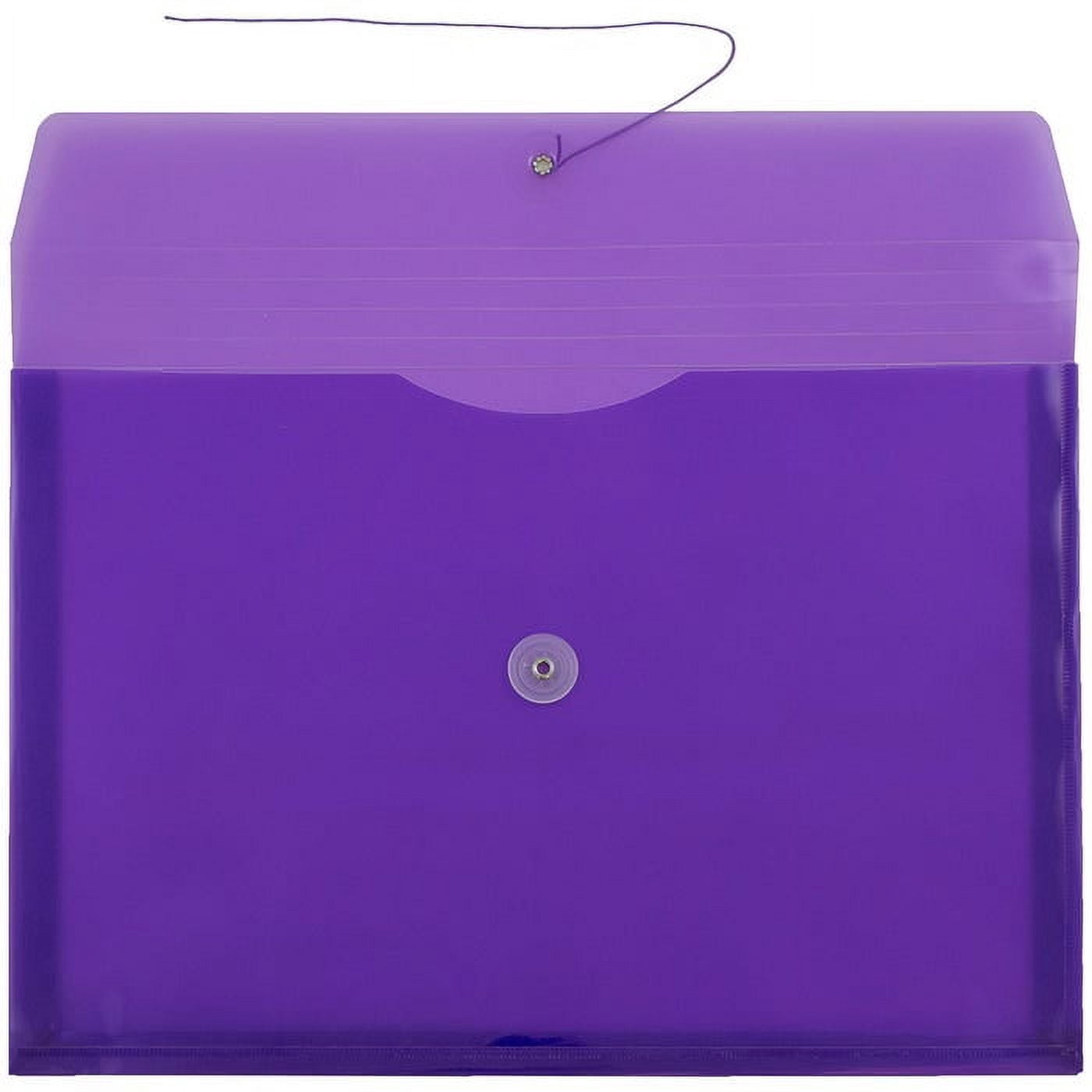 JAM Paper Plastic Envelopes with Button & String Tie Closure, Legal Booklet, 9 3/4 x 14 1/2, Purple, 3/Pack