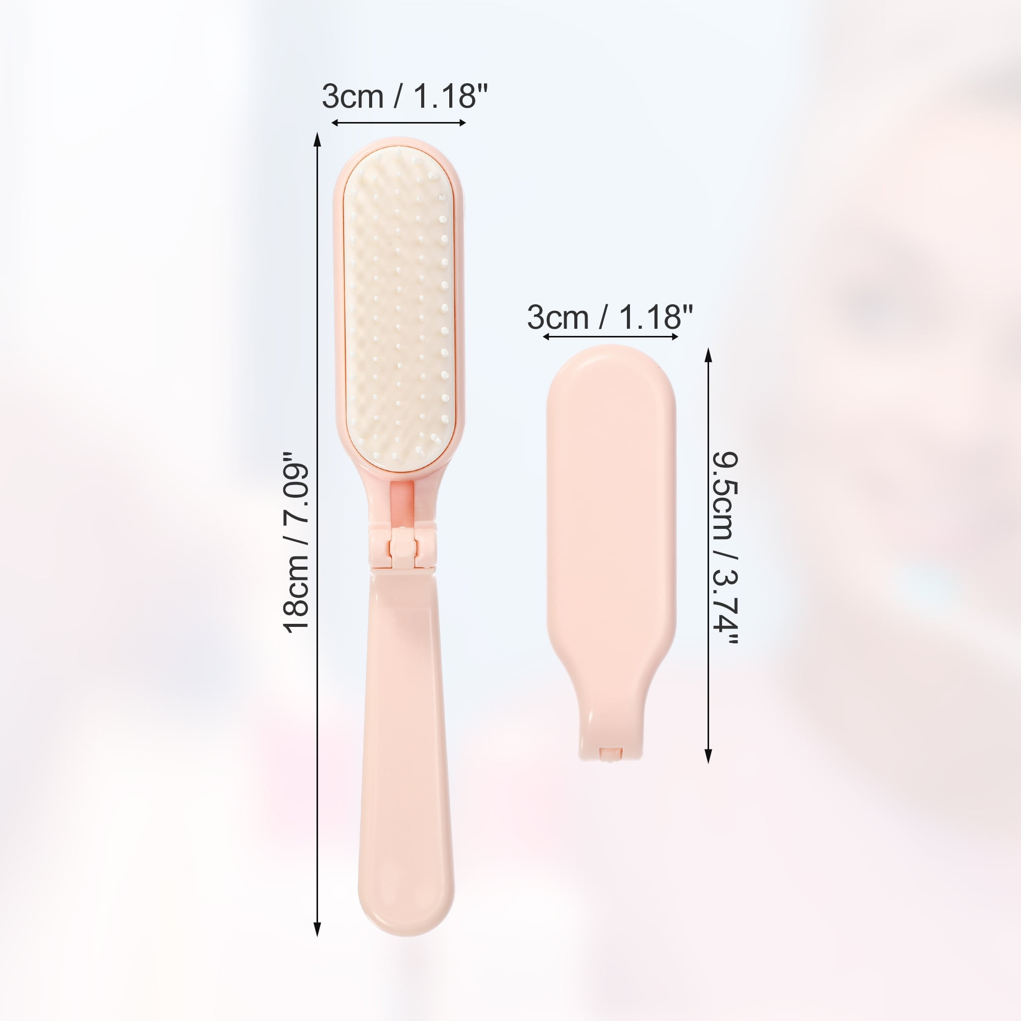 Unique Bargains 1Pc Women's Foldable Hair Brush for Curly Straight Thin Dry Wet Hair Pink