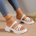 thumbnail image 3 of AXXD Women White Sandals Summer Thick Sole Two Pairs Sandals British Style Fish Mouth Comfortable Wearing Sandals Outside, 3 of 8
