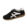 thumbnail image 2 of HTHLVMD Retro Stripe Sneakers for Women, Lace-Up Low-Top Casual Shoes, Women's Retro Two-Tone Low-Top Lace-Up Sneakers, Slip-On Suede Non-Slip Fashionable Casual Walking Shoes, Black 5.5, 2 of 5