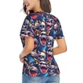 thumbnail image 3 of Vsdgher rock Skull blue record Women Shirts V Neck Short Sleeve Tops T-Shirt Basic Tees, S to 3XL3X-Large, 3 of 5