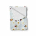 thumbnail image 2 of Cartoon Soft Flannel Fleece Blanket, Aquarium Themed Fish Cartoons with Spots and Lines Geometrical Backdrop Art Print, Cozy Plush for Indoor and Outdoor Use, 50" x 60", Multicolor, by Ambesonne, 2 of 6